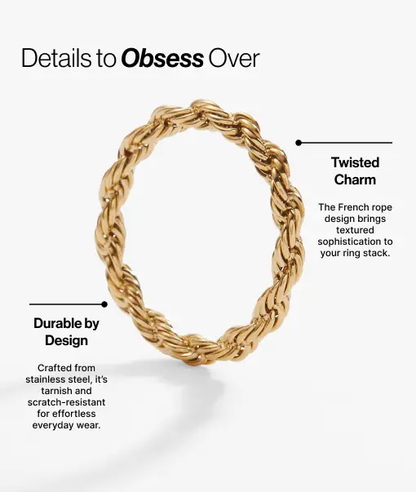 Frozen French Rope Ring by Alex and Ani — gold-tone twisted rope band on Tampa Home & Garden Store