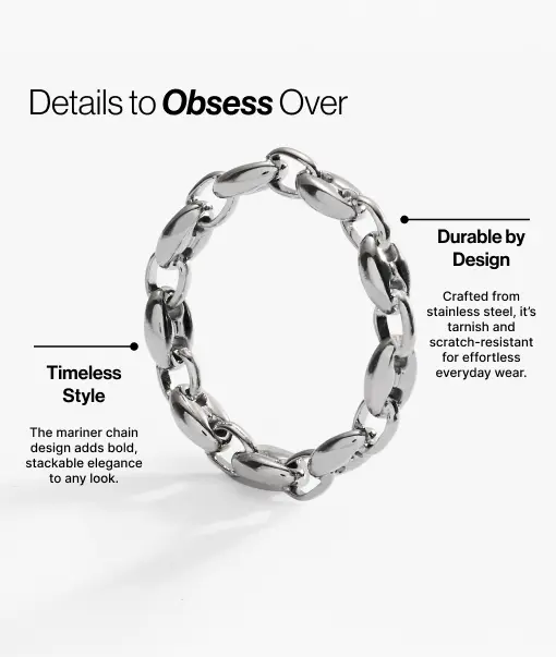 Frozen Mariner Chain Ring by ALEX AND ANI, silver-tone stainless steel chain link ring on Tampa Home & Garden Store