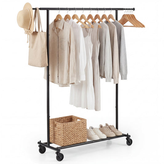 Mobile Garment Rack With Extendable Rods Heavy