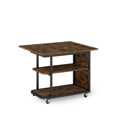 Mobile Side Table with Foldable Swivel Top