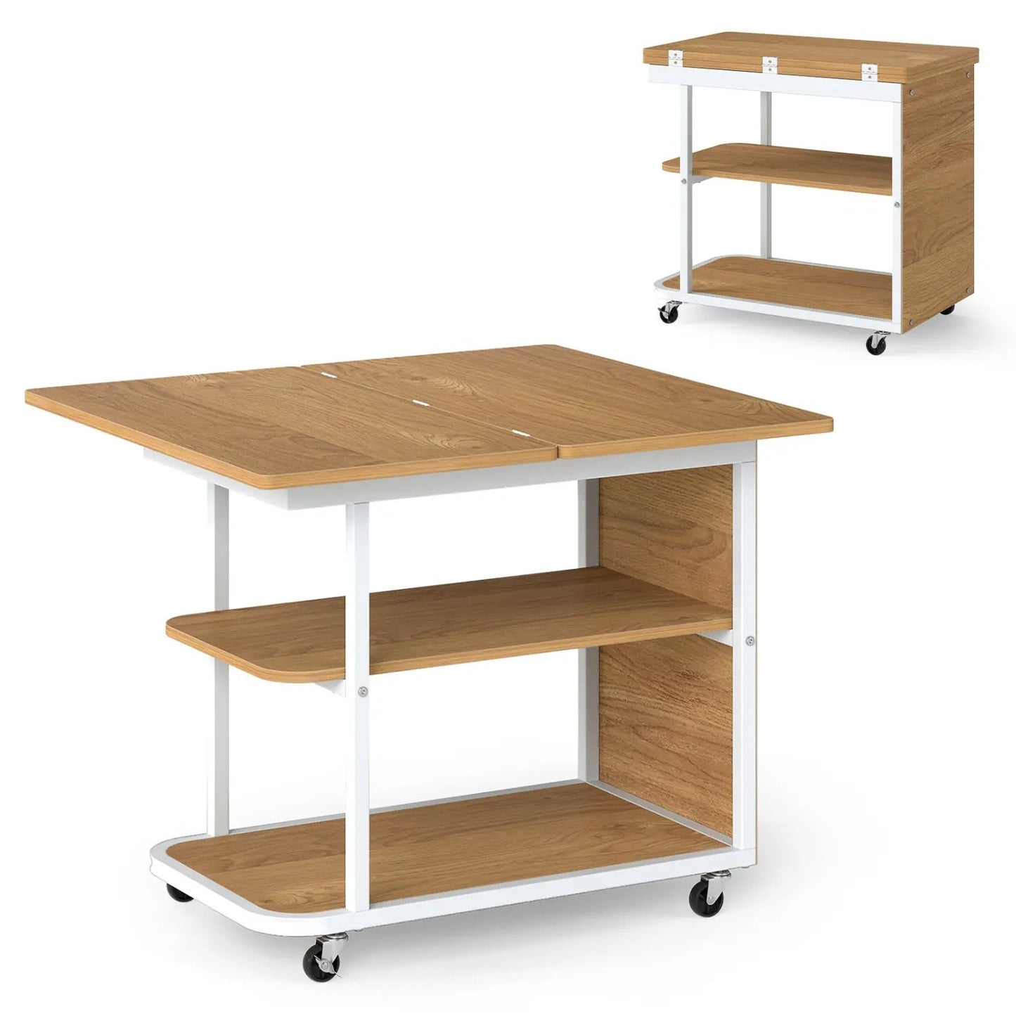 Mobile Side Table with Foldable Swivel Top
