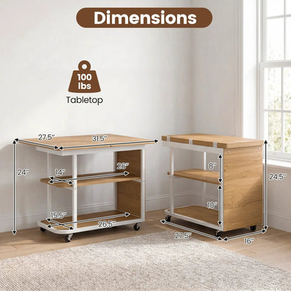 Mobile Side Table with Foldable Swivel Top