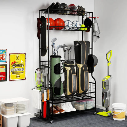 Golf Bag Organizer with Club Rack and Storage