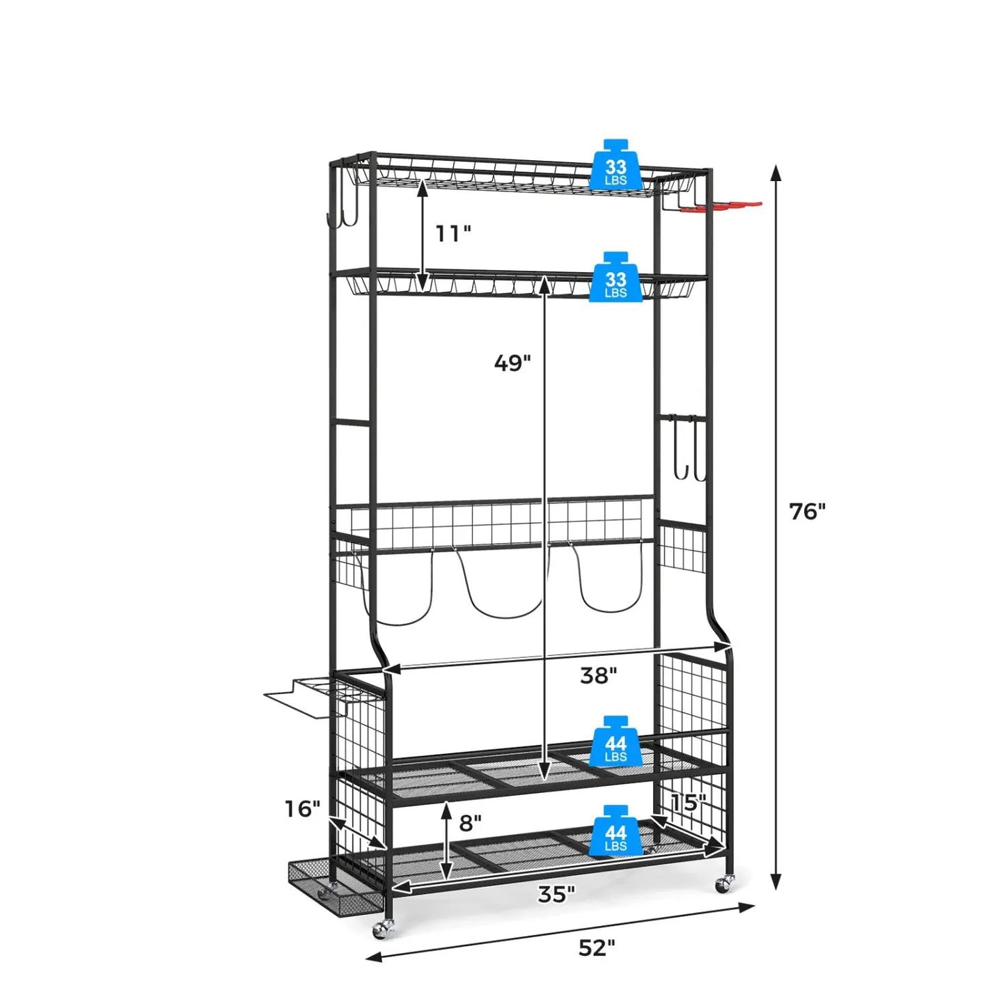 Golf Bag Organizer with Club Rack and Storage