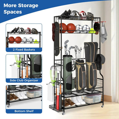 Golf Bag Organizer with Club Rack and Storage