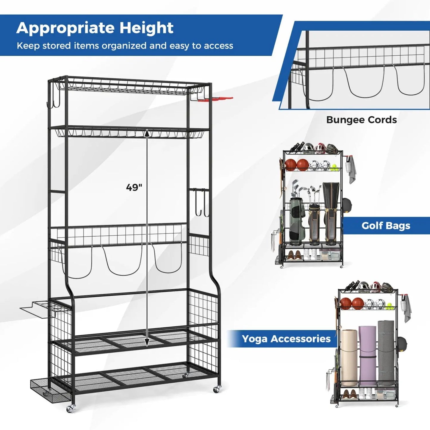 Golf Bag Organizer with Club Rack and Storage