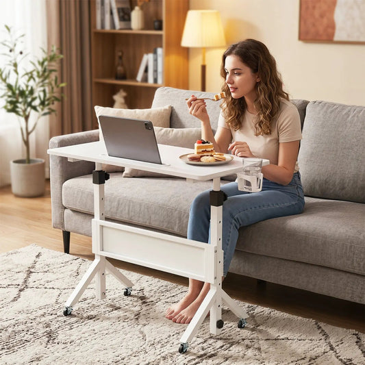 DirectDeals Mobile Standing Desk with adjustable height and wheels, white frame, laptop-ready on Tampa Home & Garden Store