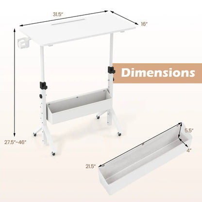 Mobile Standing Desk with Adjustable Height