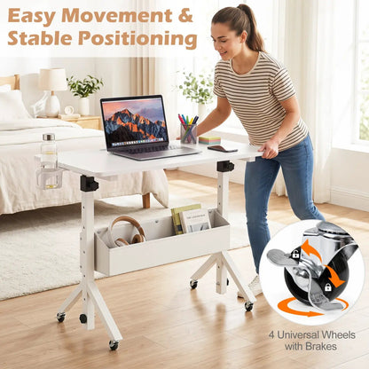 Mobile Standing Desk with Adjustable Height