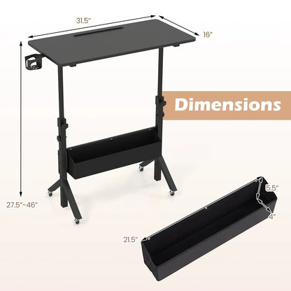 Mobile Standing Desk with Adjustable Height