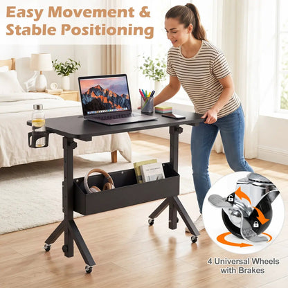 Mobile Standing Desk with Adjustable Height
