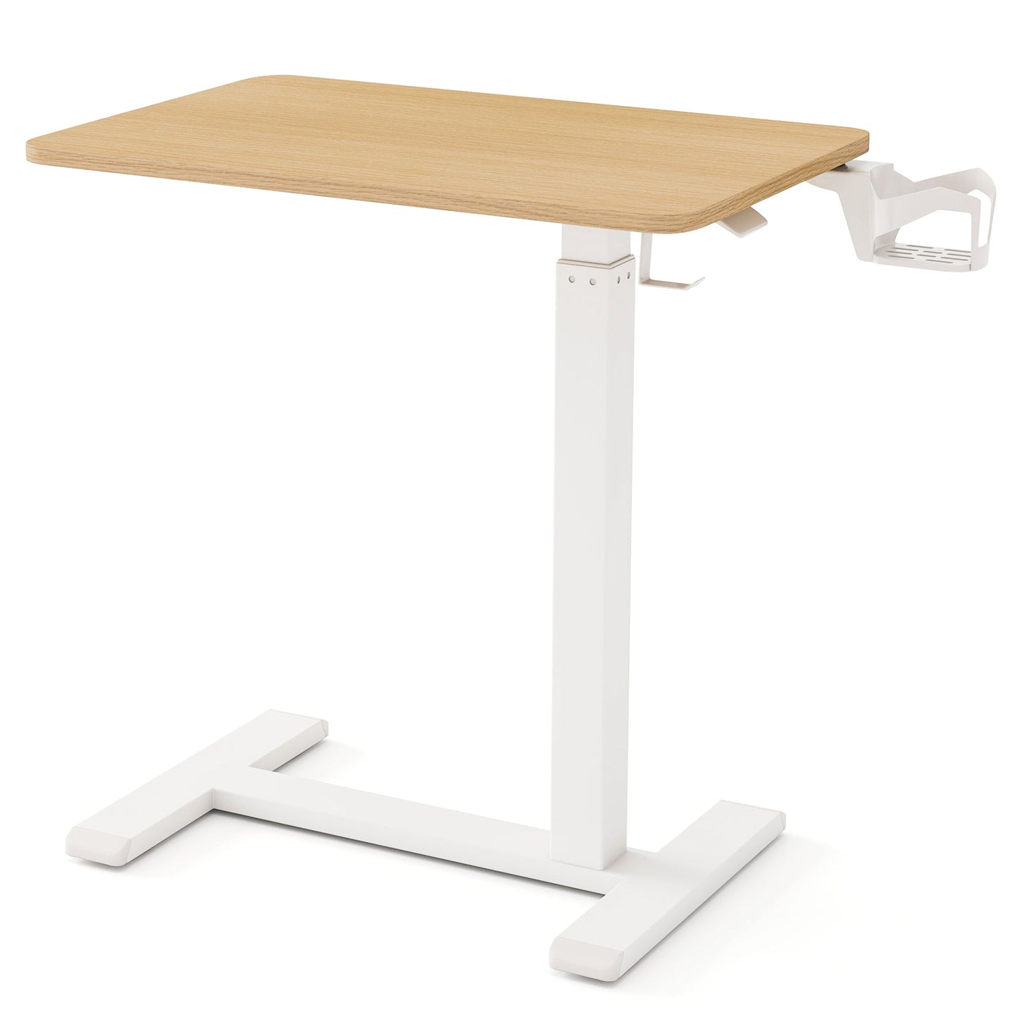 Mobile Standing Desk Height Adjustable Overbed Bedside Table with Cup Holder