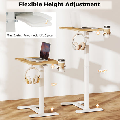 Mobile Standing Desk Height Adjustable Overbed Bedside Table with Cup Holder