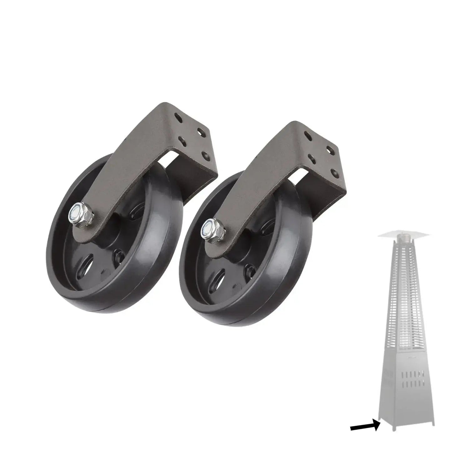 Mocha wheel kit for Pyramid Flame Patio Heaters, 2 wheel assemblies by Fire Sense/Balkene Home on Tampa Home & Garden Store