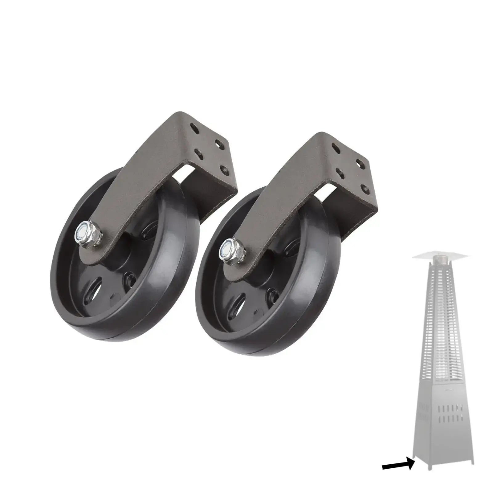 Mocha wheel kit for Pyramid Flame Patio Heaters, 2 wheel assemblies by Fire Sense/Balkene Home on Tampa Home & Garden Store