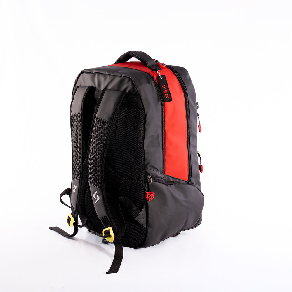Electra Stupa Backpack by Siux USA, red panel with black/gray body, padded mesh shoulder straps on Tampa Home & Garden Store