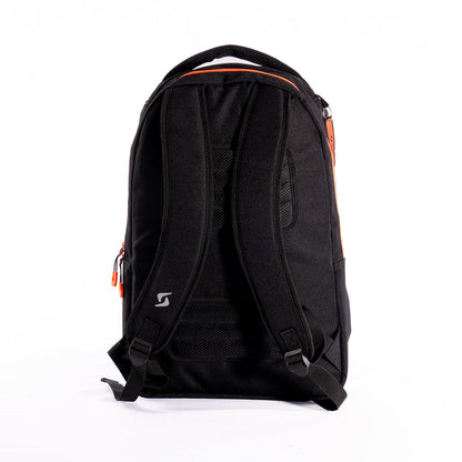 Tour Black Backpack by Siux USA, black bag with orange accents and padded shoulder straps on Tampa Home & Garden Store