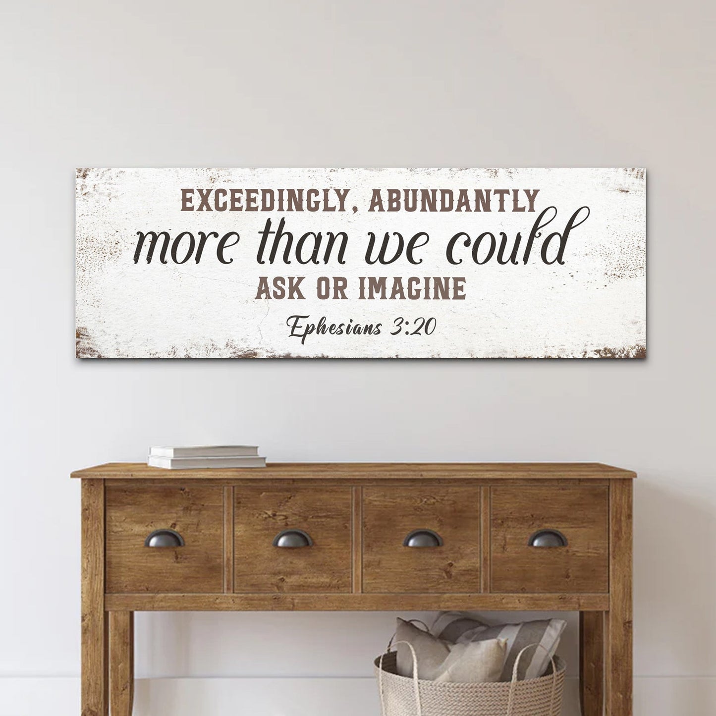 Canvas Faith Sign II by Tailored Canvases with brown script on distressed white backdrop on Tampa Home & Garden Store