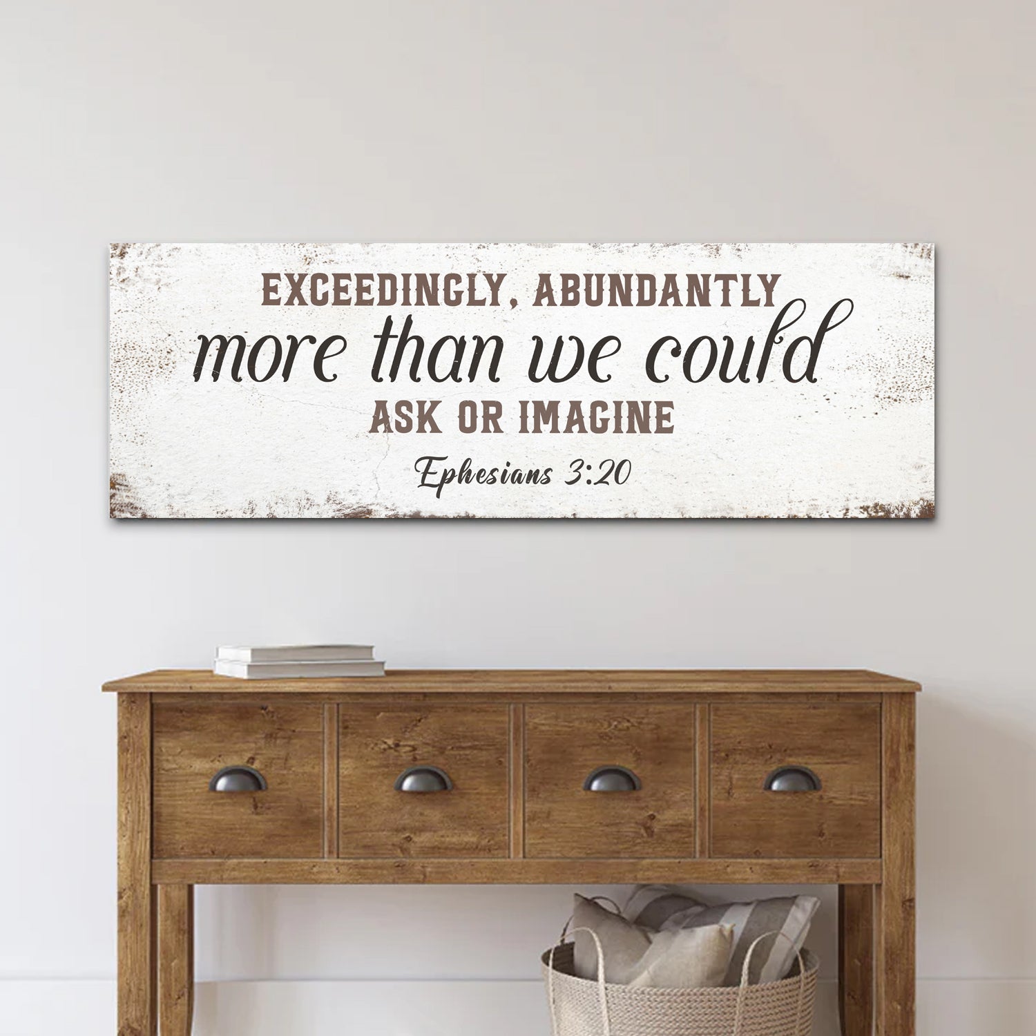 Canvas Faith Sign II by Tailored Canvases with brown script on distressed white backdrop on Tampa Home & Garden Store