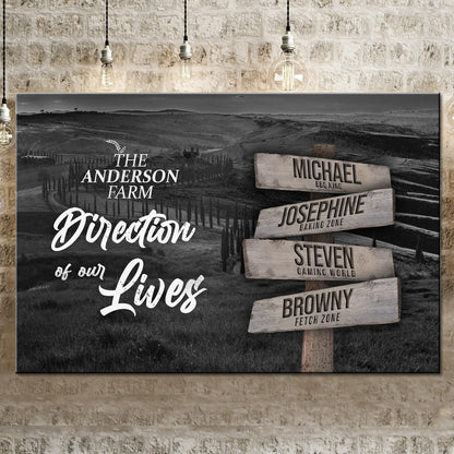 Tailored Canvases Direction Of Our Lives Farm Names Sign canvas with rustic planks on Tampa Home & Garden Store