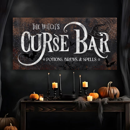 Canvas The Witch's Curse Bar Halloween Sign III by Tailored Canvases, gothic dark backdrop on Tampa Home & Garden Store