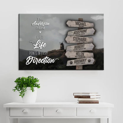 Canvas by Tailored Canvases rustic wood signpost collage with Anderson Farm quote on Tampa Home & Garden Store