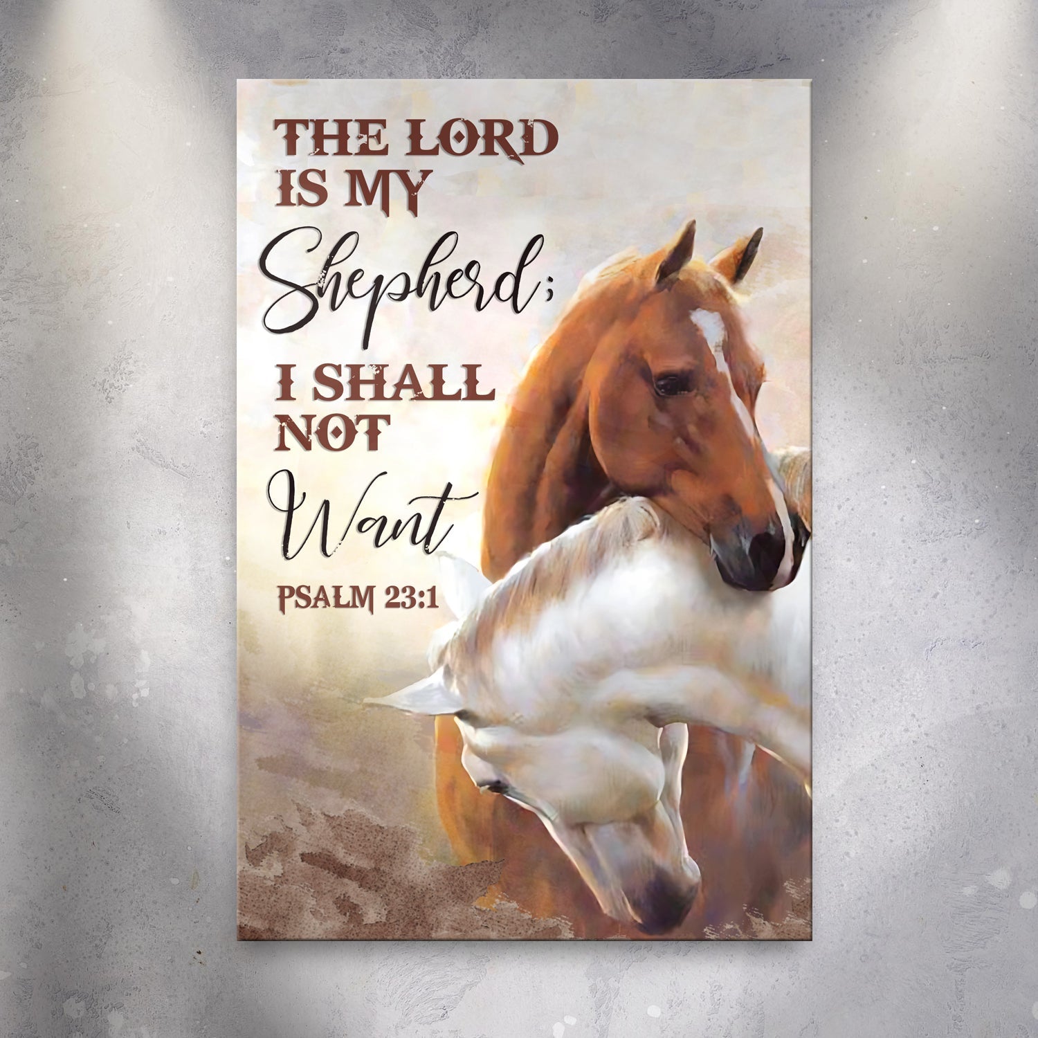 Tailored Canvases canvas The Lord Is My Shepherd I Shall Not Want Psalm 23:1 horse illustration on Tampa Home & Garden Store