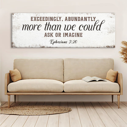 Exceedingly Abundantly Faith Sign II canvas by Tailored Canvases, whitewashed with script on Tampa Home & Garden Store
