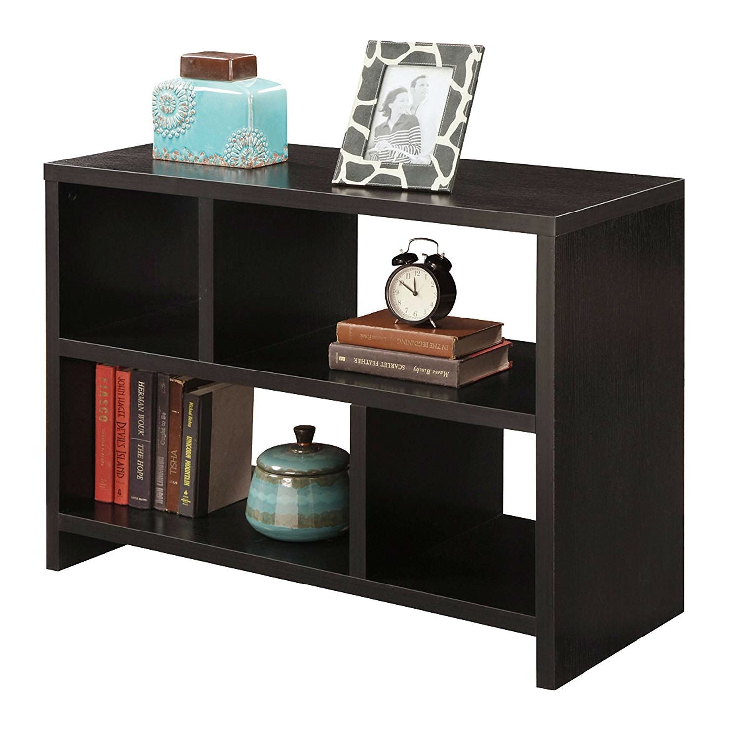 Modern 2-Shelf Bookcase Console Table in Espresso Wood Finish - Tampa Home & Garden Store