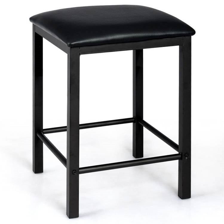 Modern 3-Piece Dining Set Brown Faux Marble Table-Top and 2 Black Chairs Stools - Tampa Home & Garden Store