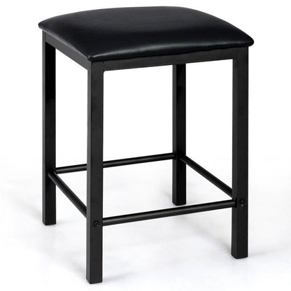 Modern 3-Piece Dining Set Brown Faux Marble Table-Top and 2 Black Chairs Stools - Tampa Home & Garden Store