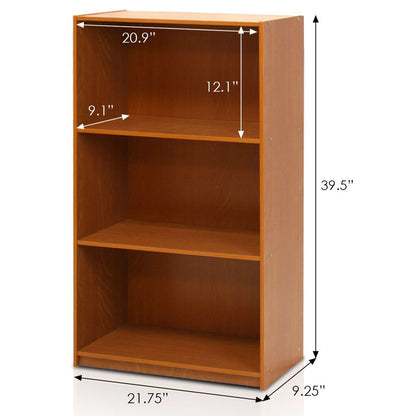 Modern 3-Shelf Bookcase in Light Cherry Wood Finish - Tampa Home & Garden Store