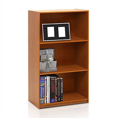 Modern 3-Shelf Bookcase in Light Cherry Wood Finish - Tampa Home & Garden Store
