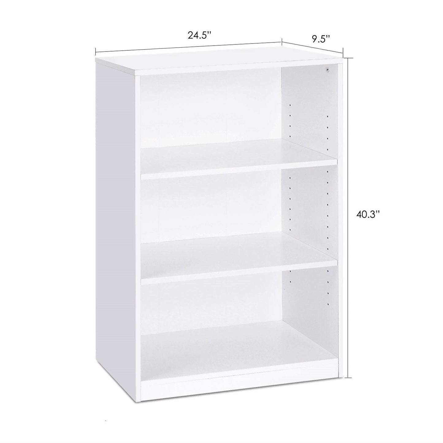 Modern 3-Shelf Bookcase in White Wood Finish - Tampa Home & Garden Store