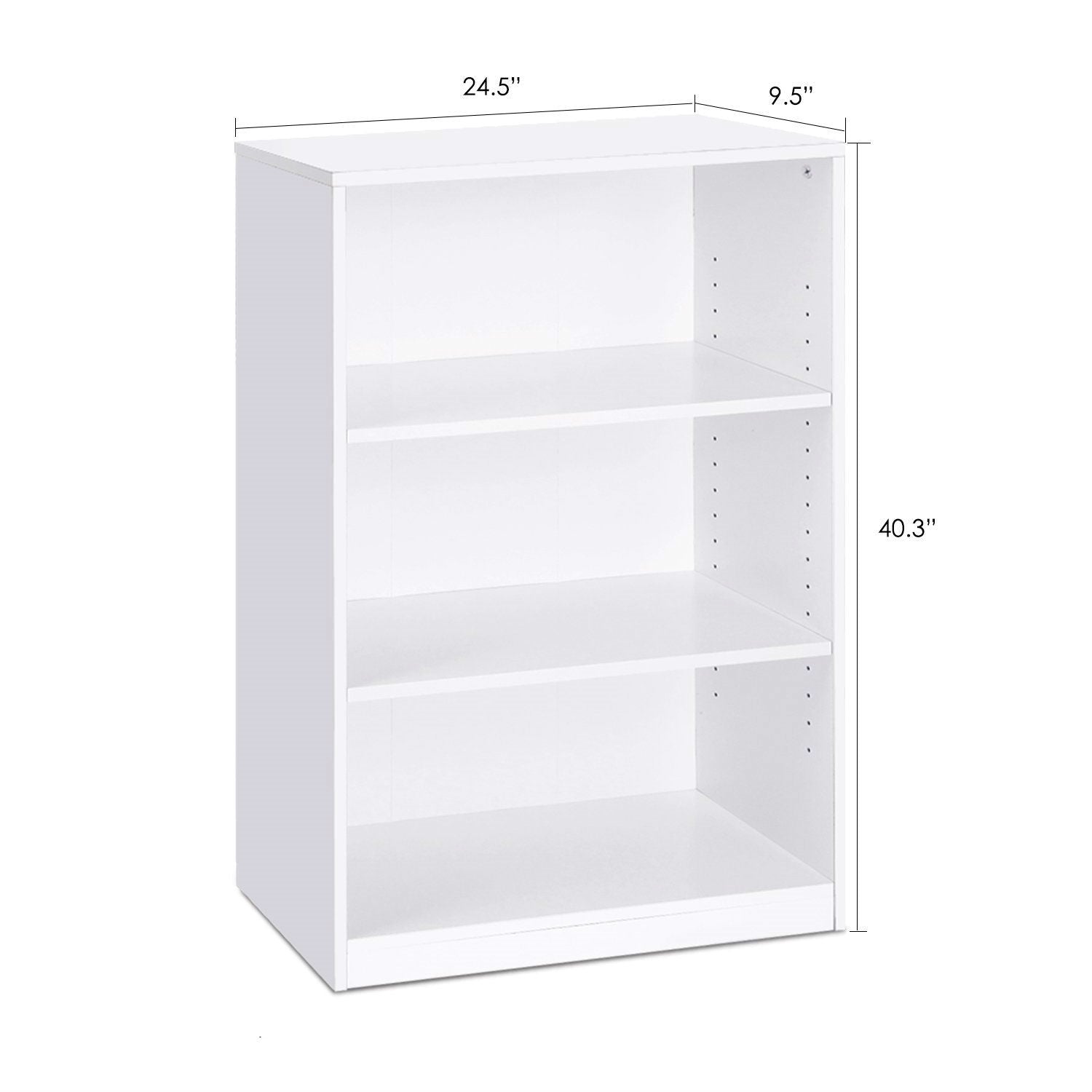Modern 3-Shelf Bookcase in White Wood Finish - Tampa Home & Garden Store