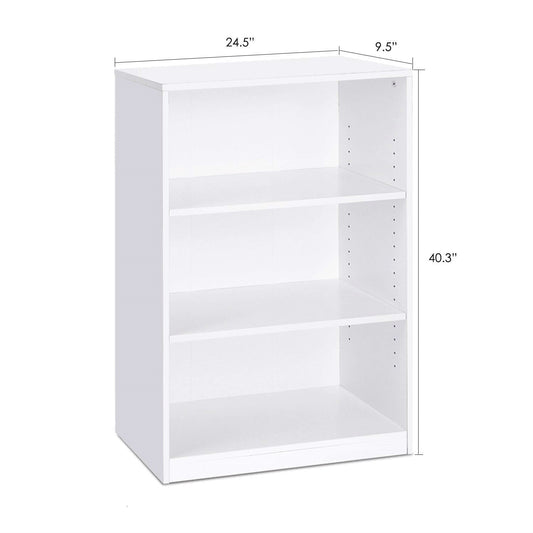 Modern 3-Shelf Bookcase in White Wood Finish - Tampa Home & Garden Store