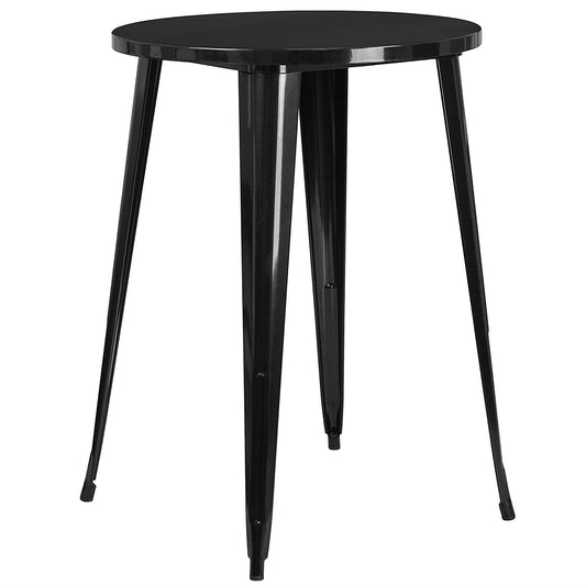 Modern 30-inch Outdoor Round Metal Cafe Bar Patio Table in Black - Tampa Home & Garden Store