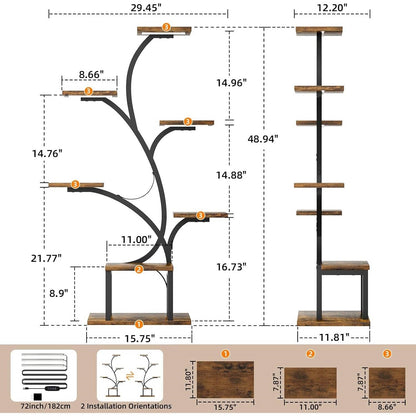 Modern 49-inch Tall Indoor Plant Stand Display Shelf with Grow Lights - Tampa Home & Garden Store