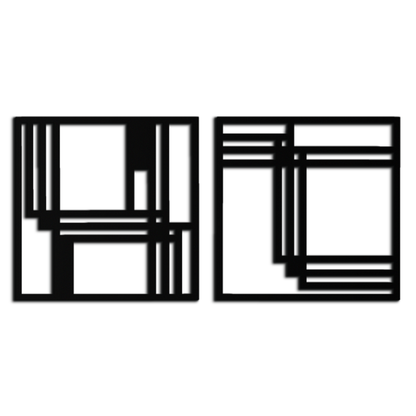 Modern Abstract Rectangles Metal Wall Art – Geometric Minimalist Black Steel Decor, 2 Panel Set for Contemporary Interiors- KAF433 - Tampa Home & Garden Store