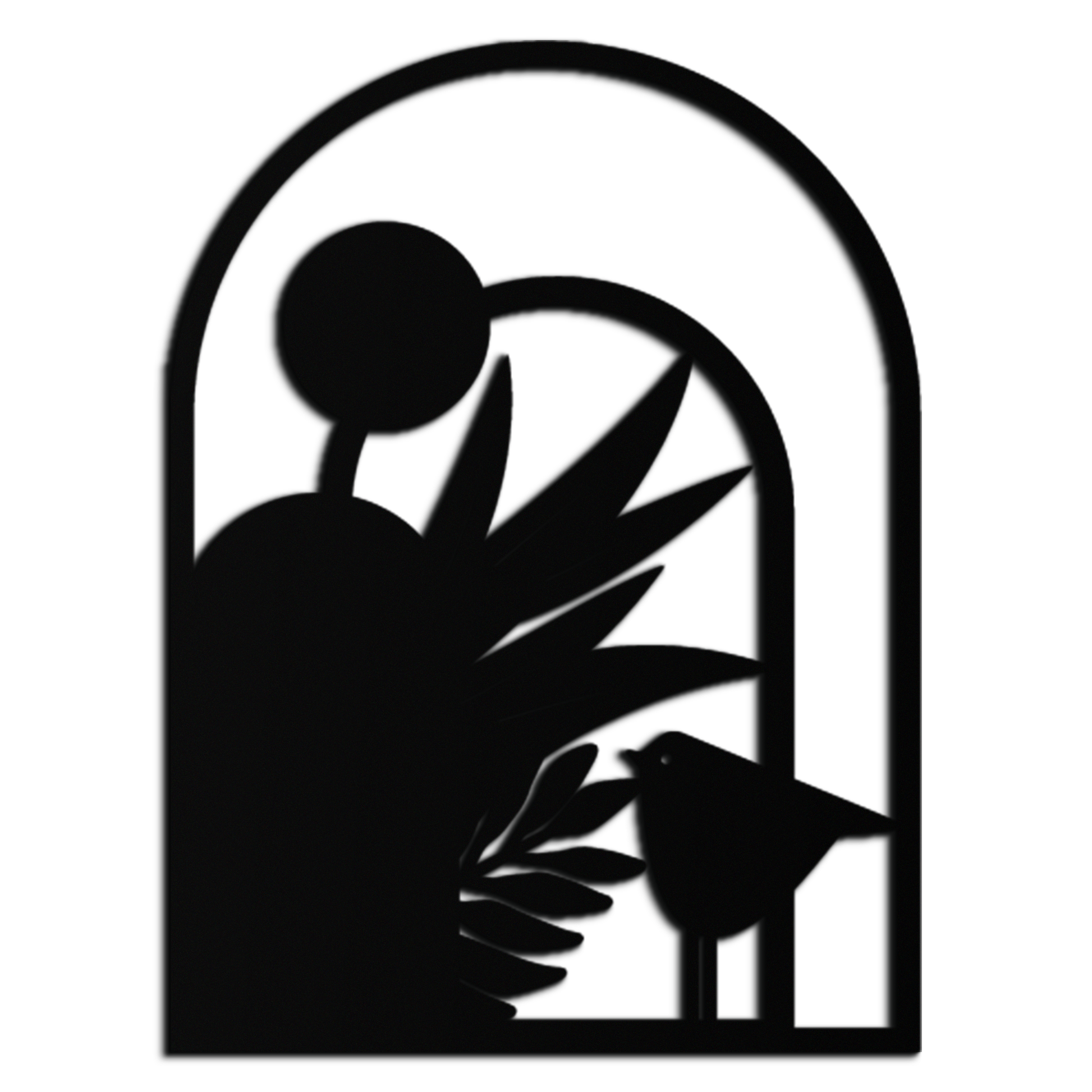 Modern Archway with Bird & Plants Metal Wall Art – Abstract Nature-Inspired Black Steel Decor for Contemporary Interiors- KAF438 - Tampa Home & Garden Store
