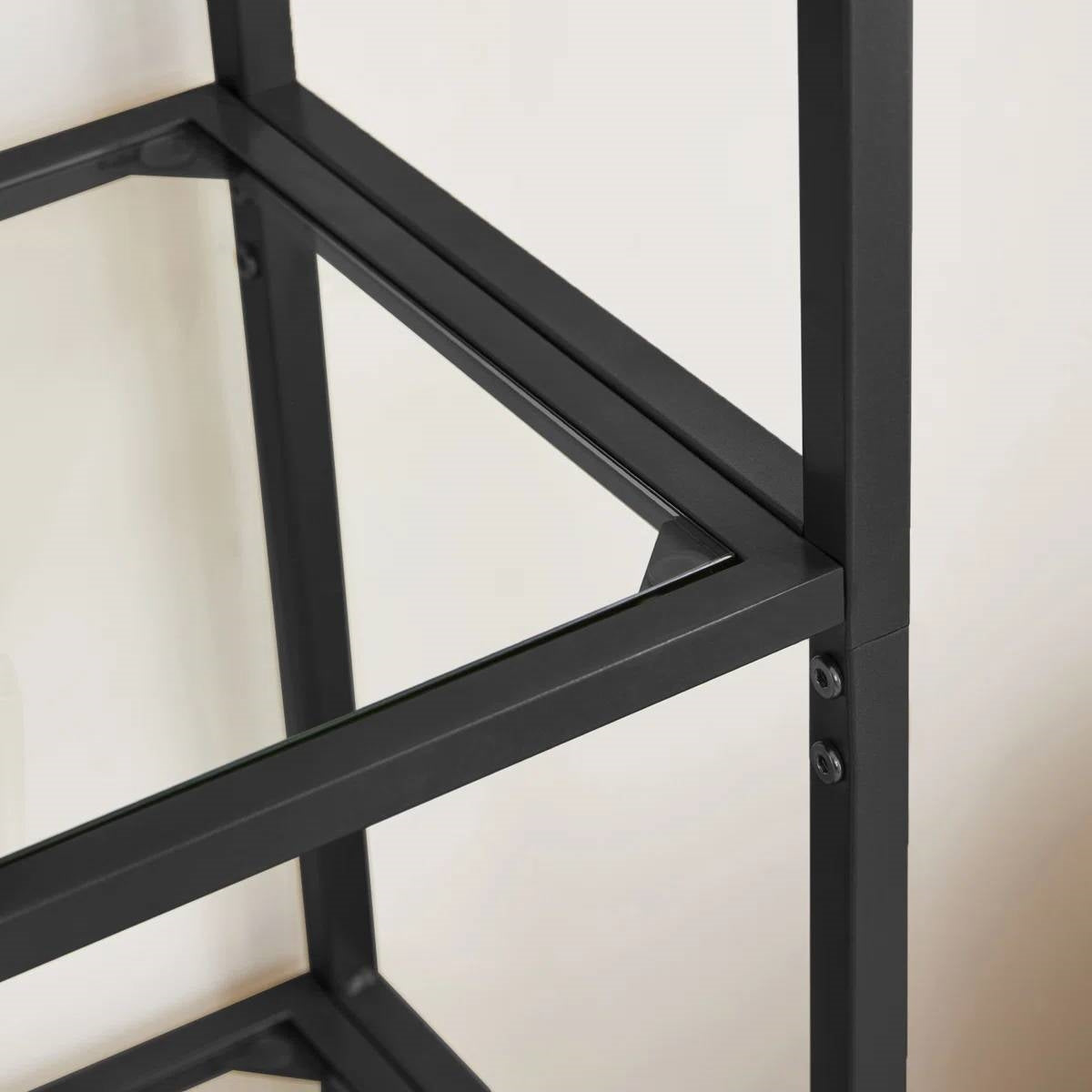 Modern Black Arched Top Display Bookcase 5 Glass Shelves - Tampa Home & Garden Store