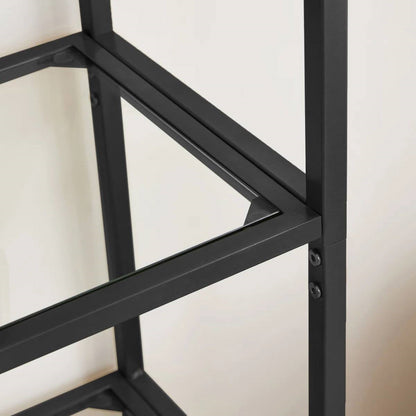 Modern Black Arched Top Display Bookcase 5 Glass Shelves - Tampa Home & Garden Store