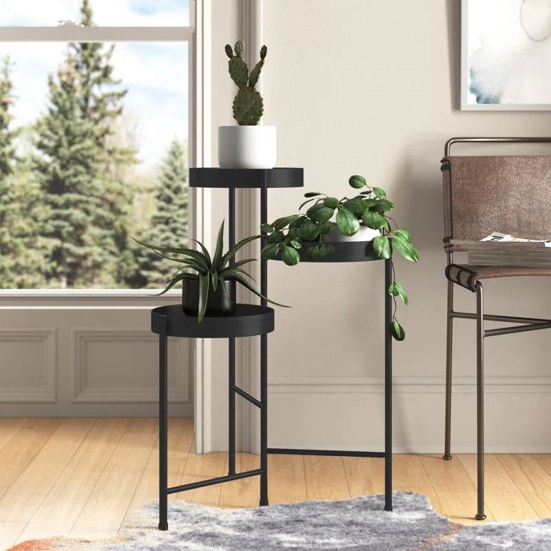 Modern Black Metal 3-Tier Flower Pot Plant Stand - Tampa Home & Garden Store