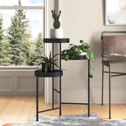 Modern Black Metal 3-Tier Flower Pot Plant Stand - Tampa Home & Garden Store