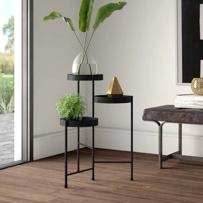 Modern Black Metal 3-Tier Flower Pot Plant Stand - Tampa Home & Garden Store