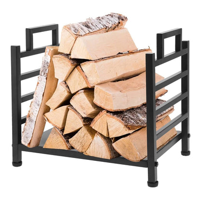 Modern Black Wrought Iron Indoor Outdoor Firewood Holder Log Rack - Tampa Home & Garden Store