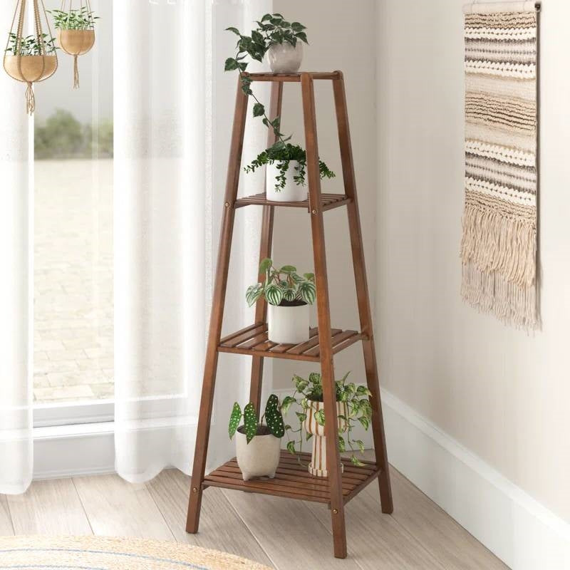 Modern Boho Wooden 4-Shelf Pyramidal Plant Stand - Tampa Home & Garden Store