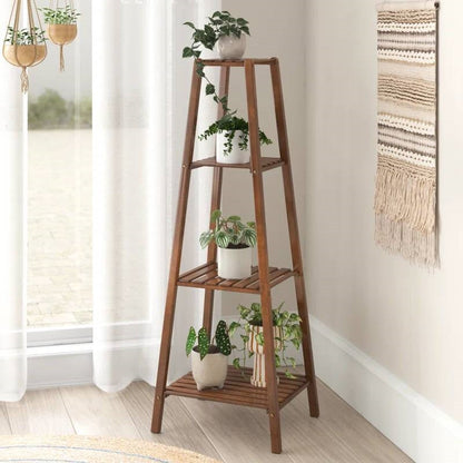 Modern Boho Wooden 4-Shelf Pyramidal Plant Stand - Tampa Home & Garden Store