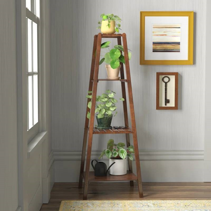 Modern Boho Wooden 4-Shelf Pyramidal Plant Stand - Tampa Home & Garden Store