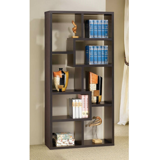 Modern Cube Contemporary Style Bookcase in Cappuccino Finish - Tampa Home & Garden Store
